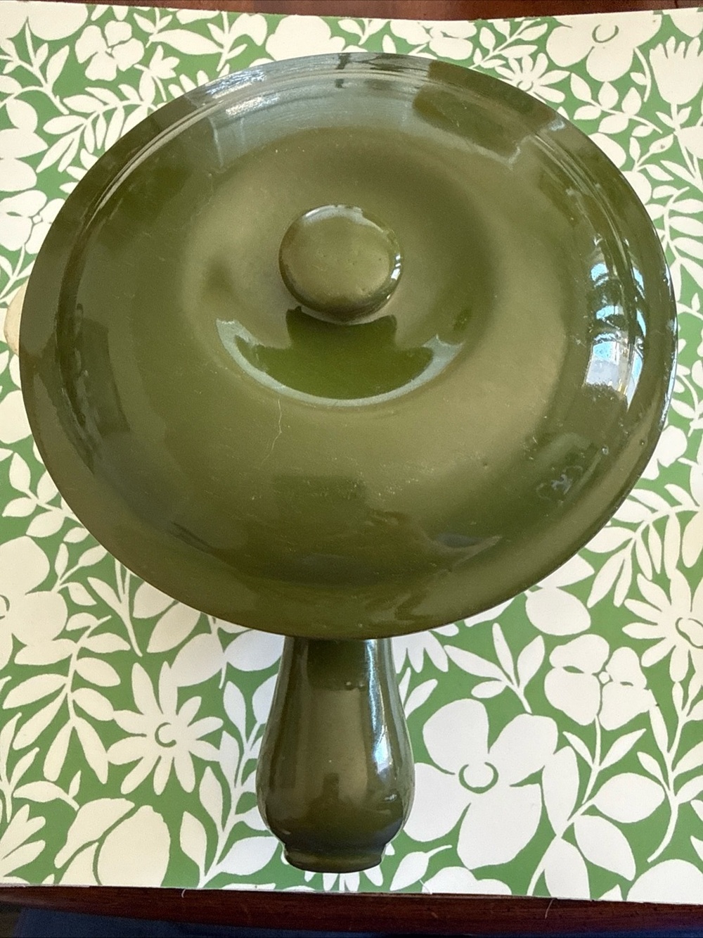 Hall 646 dark green lidded individual casserole dish. Made in USA